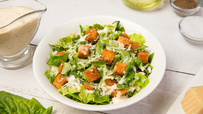 A traditional Caesar salad