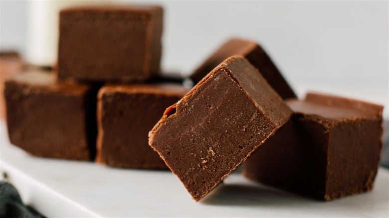 Blocks of chocolate fudge