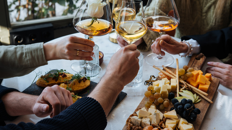 Party with drinks and cheeses