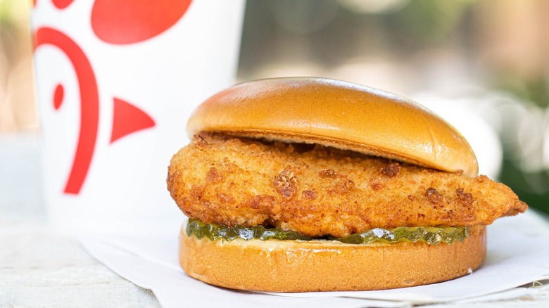 chick-fil-a sandwich and drink