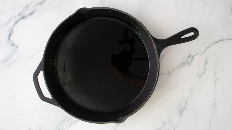 Oil in cast iron skillet
