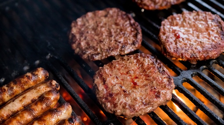 burgers on grill