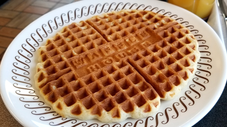 A waffle embossed with the words "Waffle House"