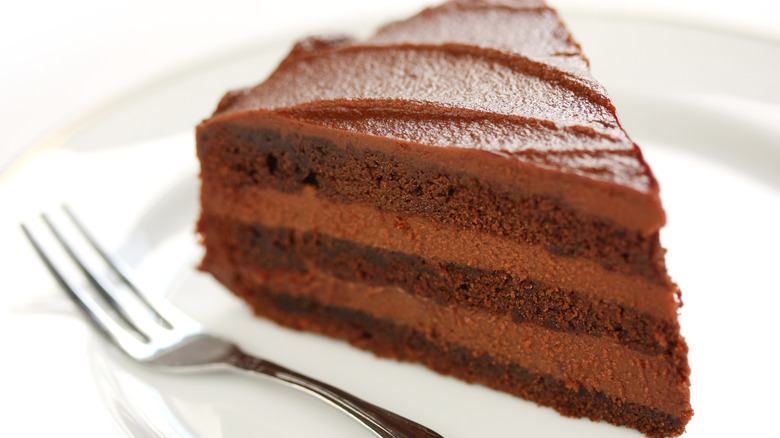 Devil's Food Cake on a white plate