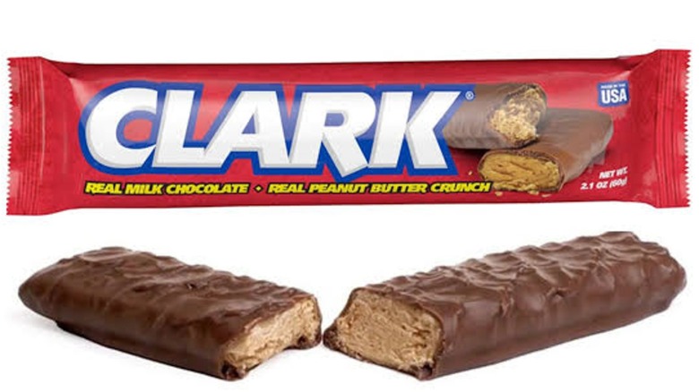 Clark Bar wrapper and candy bar broken in half