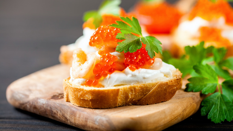 toast skagen with fish roe