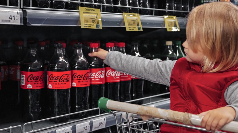 Coca-Cola bottles at grocery store