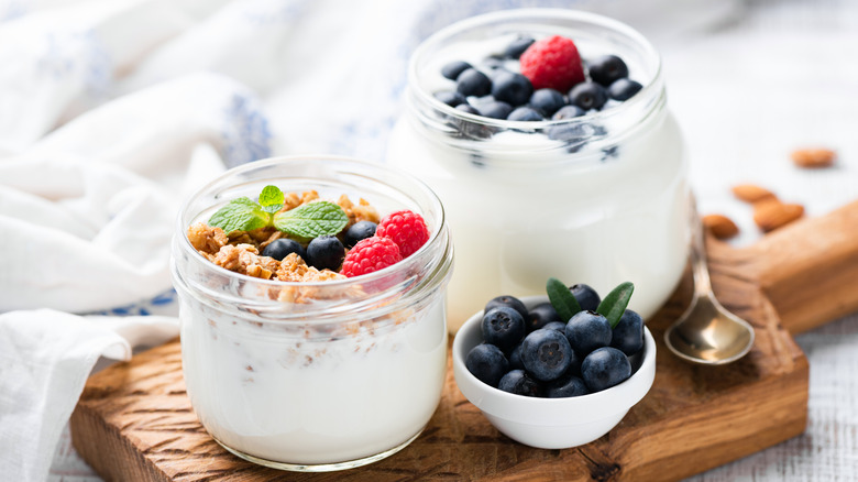 Yogurt with granola and berries