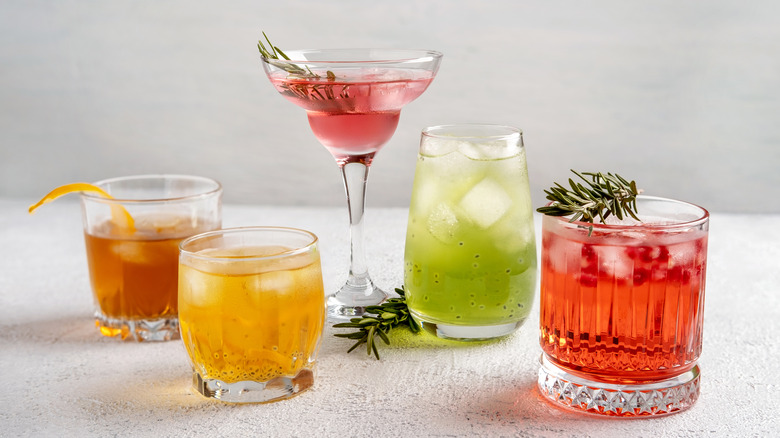 cocktails in different colors and sizes