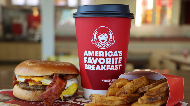 Wendy's breakfast with coffee