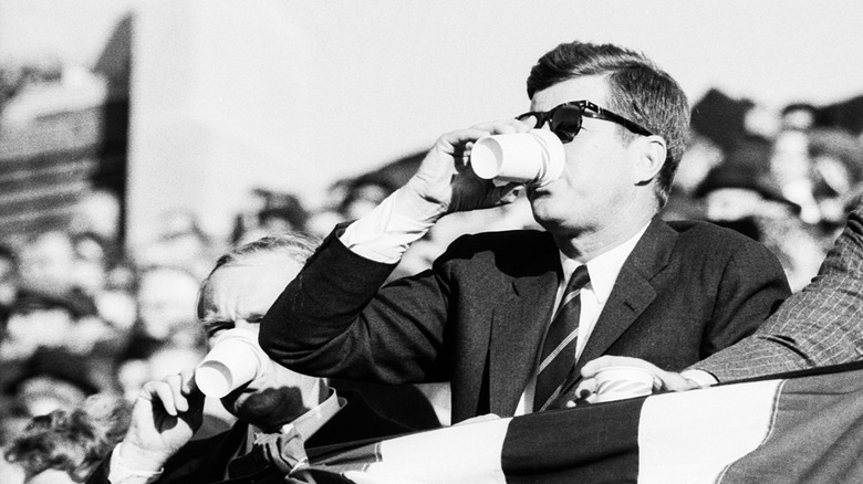 John F. Kennedy drinking a coffee