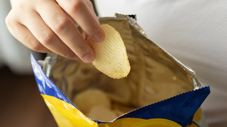 Open bag of chips