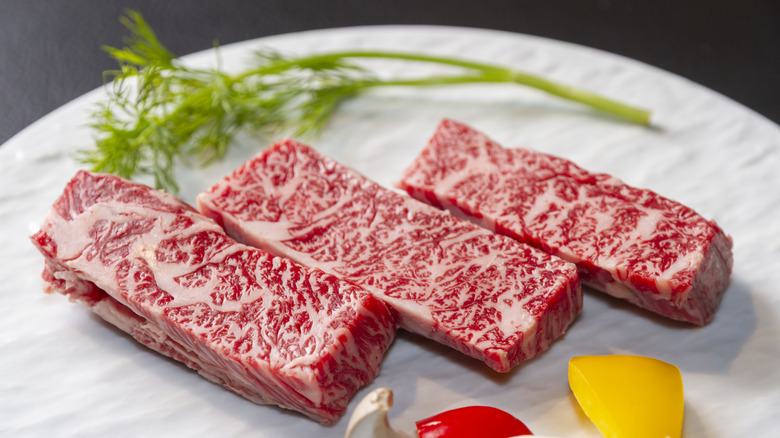 Kobe beef on plate