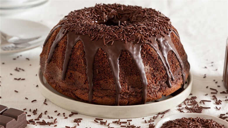 chocolate cake with sprinkles