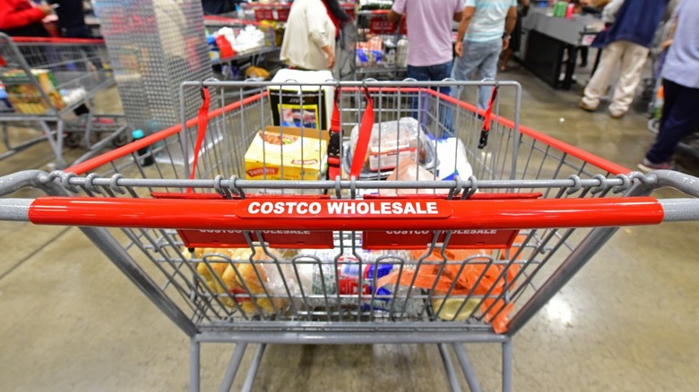 a close up of a costco shopping cart