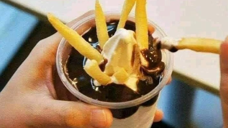 Fries dipped in ice cream