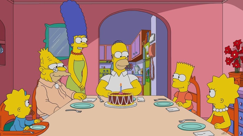 Simpsons family at dining table