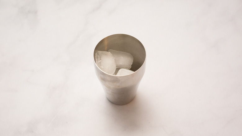 cocktail shaker filled with ice