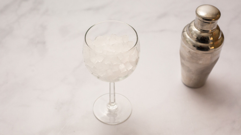 balloon glass on marble table
