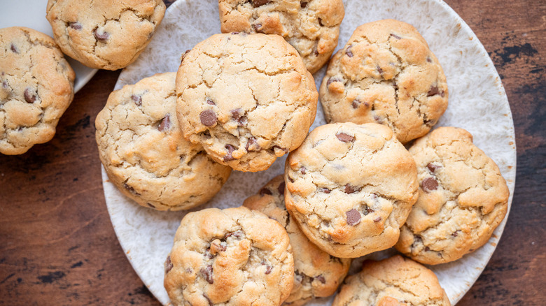 chocolate chip cookies on plate