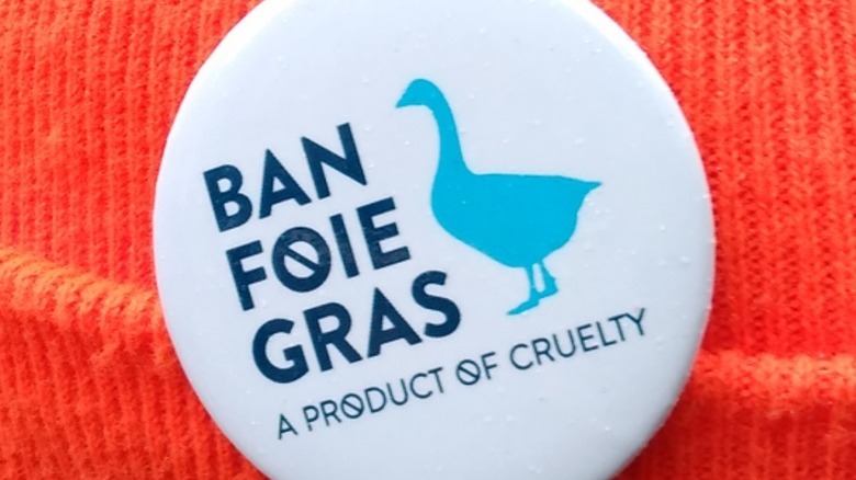 anti-foie gras slogan badge