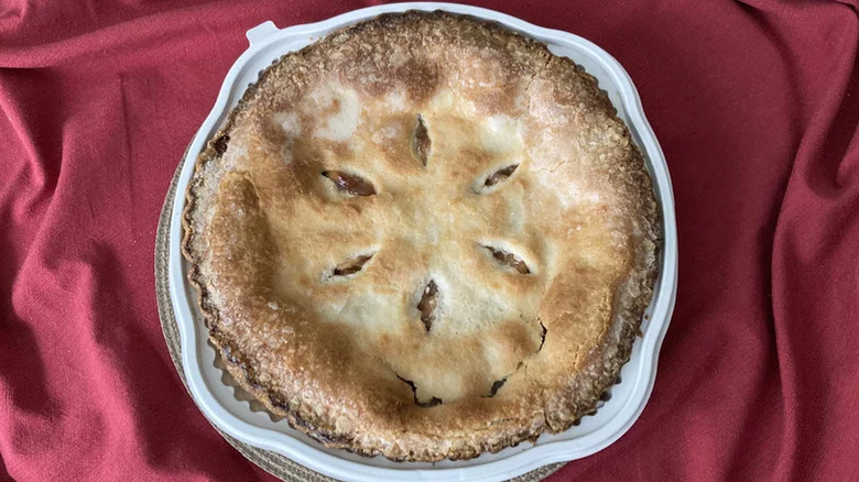 apple pie in white container