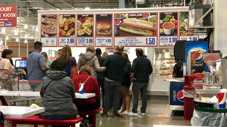 People in line at Costco food court