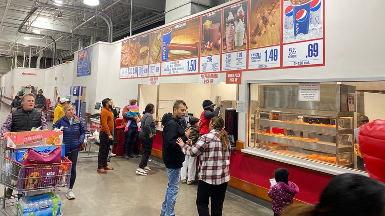 Customers waiting at the Costco food court.