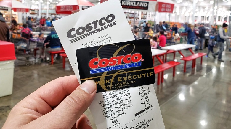 Costco member card and receipt in store 