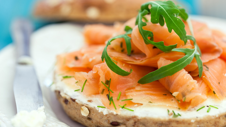 bagel with lox and cream cheese