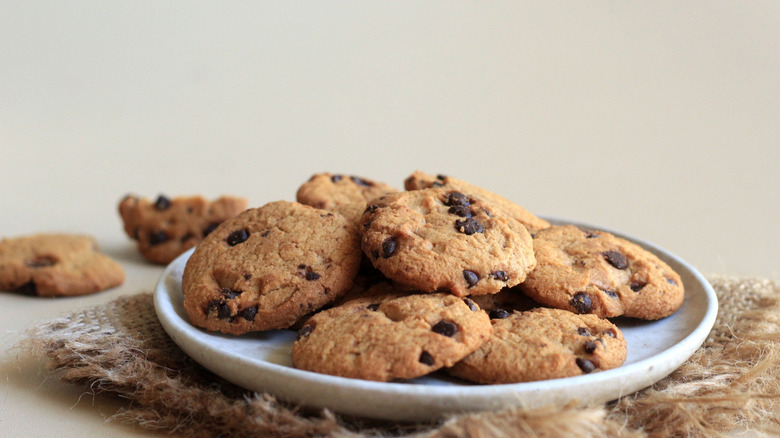 Plate of chocolate chip cookies