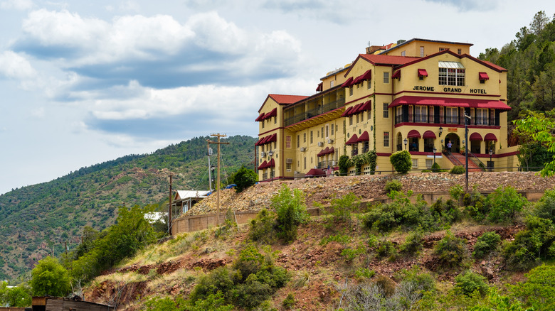 Jerome Grand Hotel perched on a hill