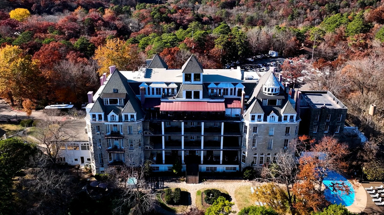 Aerial view of the 1886 Crescent Hotel