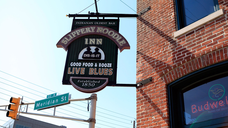 Exterior sign for Slippery Noodle Inn