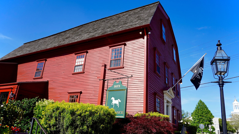 Red exterior of White Horse Tavern