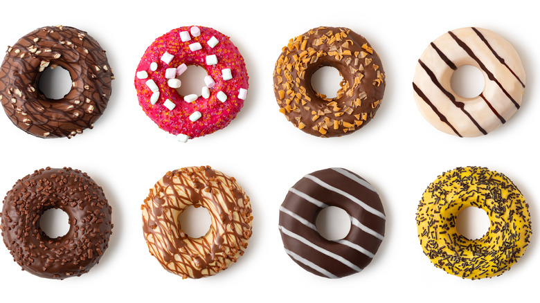 Eight varied donuts