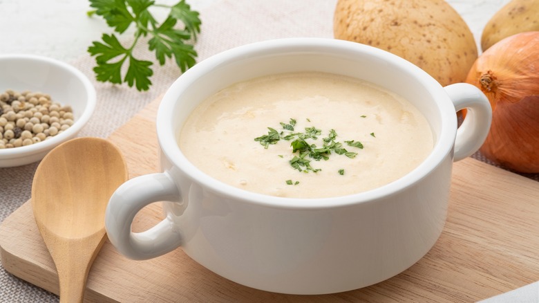 Bowl of creamy potato soup