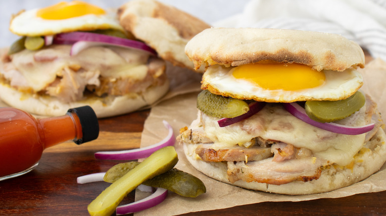 two cuban-style breakfast sandwiches