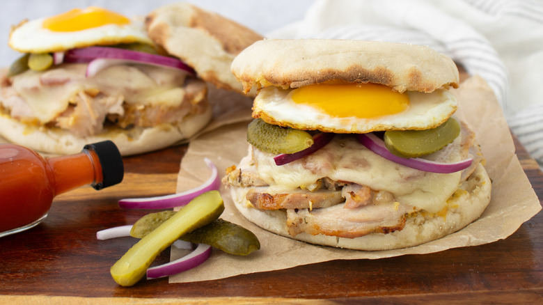 two cuban-style breakfast sandwiches
