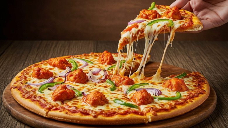 A plate of fusion-style pizza.