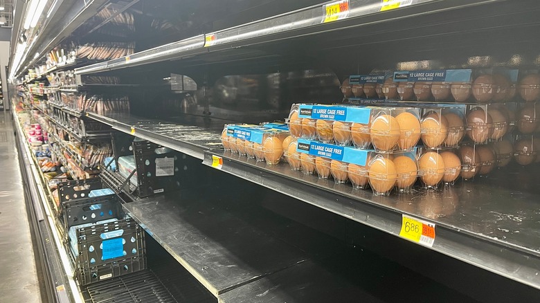 Empty shelf due to egg shortage