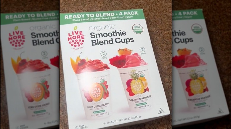 LiveMore smoothie blend cups packaging