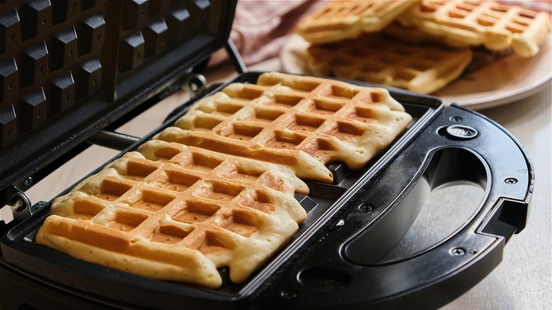 waffles in a waffle maker