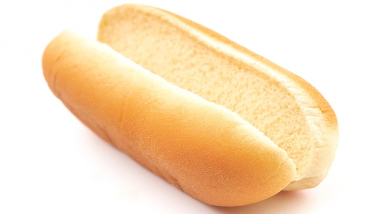 Hot dog roll on white background