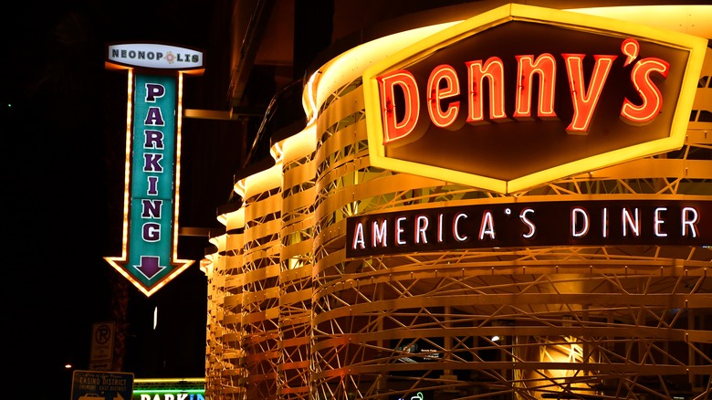 Denny's on Fremont Street at night