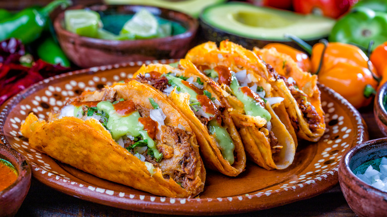 Barbacoa tacos on a plate