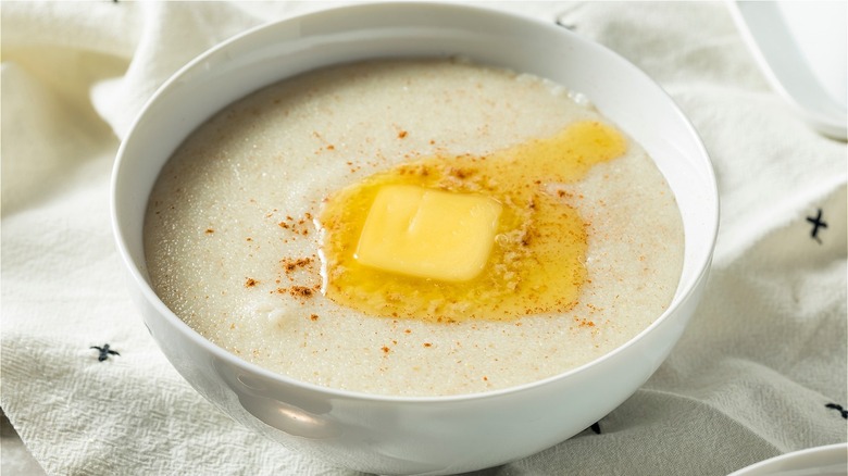 Cream of Wheat in white bowl 