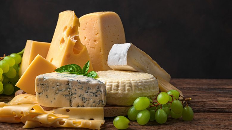 cheese on a wooden board