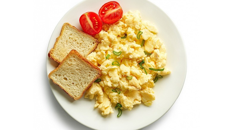 Scrambled eggs and toast