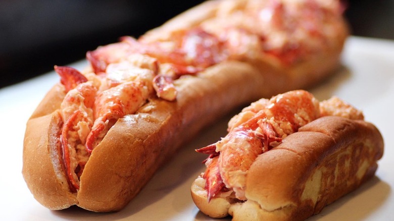 large and normal sized lobster rolls
